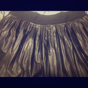 Black Faux Leather Pleated Circle Skirt 2X